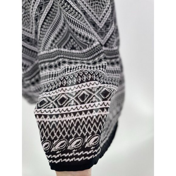 Catherines Plus Size Black & White Sheer Beaded Geometric Print Blouse 2x Boho - Picture 7 of 11